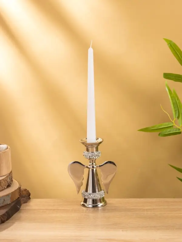 Подсвечник "Крылья" с кристаллами, алюминий 11х6,5х16 см