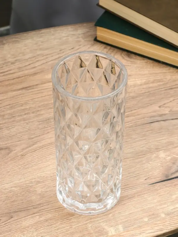 Ваза стекло настольная "Шерри" ромбы, 24,5х10,5 см, прозрачный