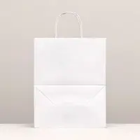 Пакет крафт без печати, белый, круглая ручка 24&times;14&times;28 см