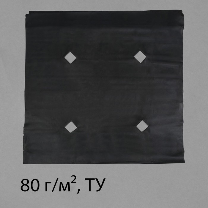 Материал мульчирующий, с перфорацией, 5 &times; 1,6 м, плотность 80 г/м&sup2;, спанбонд с УФ-стабилизатором, чёрный, Greengo, Эконом 30%