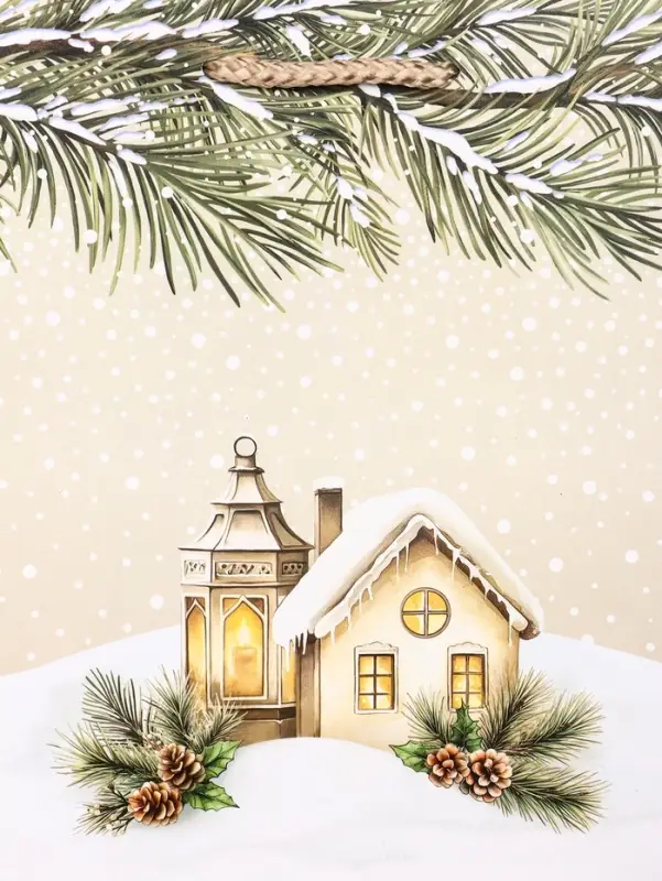 Пакет подарочный новогодний ламинированный, &laquo;Новогодний дом&raquo; , 18&times;10&times;22.3 см