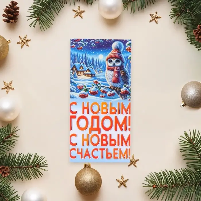 Конверт для денег &laquo;С Новым Годом! С Новым счастьем!&raquo;, 8.3&times;16.5 см