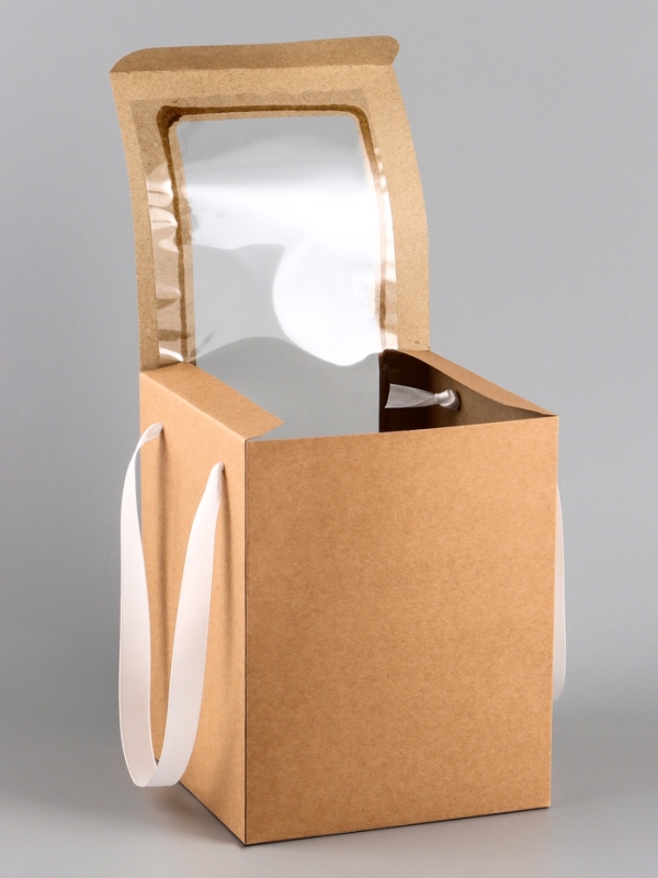 Коробка для цветов, 16 х 16 х 20 см, крафт