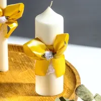 Свечи свадебные "Пышный" набор 3 шт (16 см + 2 шт по 18 см), золотистый