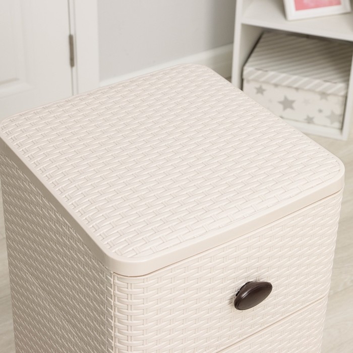 Комод 4-х секционный &laquo;Плетёнка&raquo;, цвет слоновая кость