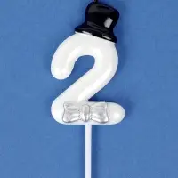 Свеча для торта &laquo;Джентельмен&raquo;, цифра 2, белая