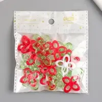 Декор для творчества "Цветок. Розовый, зелёный, белый и прозрачный" н-р 20 гр 2,8х2,8х0,4 см   99280