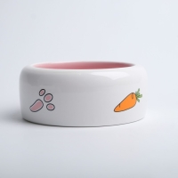 Миска керамическая "Заяц" 200 мл, 11 x 4,6 cм, белая/розовая