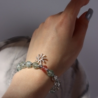 Браслет &laquo;Радость&raquo; солнце, цвет бело-голубой в серебре, d=7