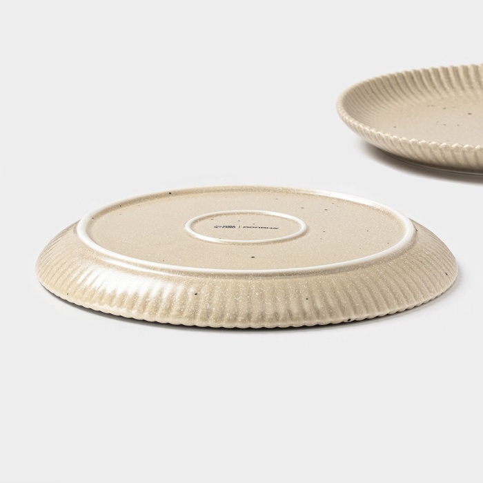 Тарелки Доляна &laquo;Коралл&raquo;, d=25,9 см, набор 2 шт, фарфор, бежевые