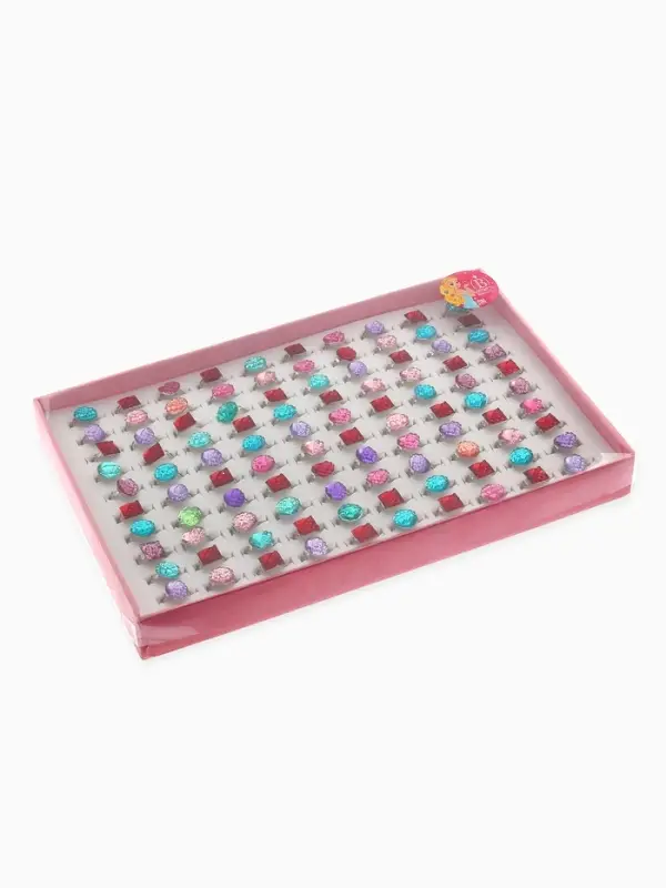 Кольцо &laquo;Выбражулька. Яркая геометрия&raquo;, фасовка 100 шт. цвет МИКС, форма МИКС, безразмерное