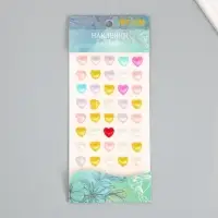 Наклейка пластик стразы "Сердечки-кристаллы с рисунками" 1,1х1,1 см МИКС 23х9,5 см