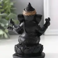 Фигура &laquo;Ганеш на лотосе&raquo;, 10.5&times;9&times;8 см, чёрная