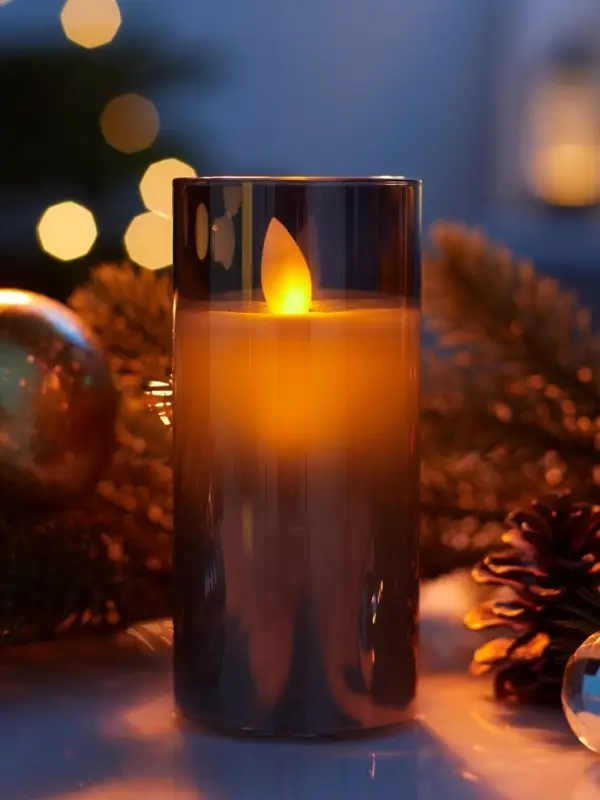 Светодиодная свеча "Серебристая" 12х5.5 см, AAx2 (не в компл.), Т/БЕЛЫЙ