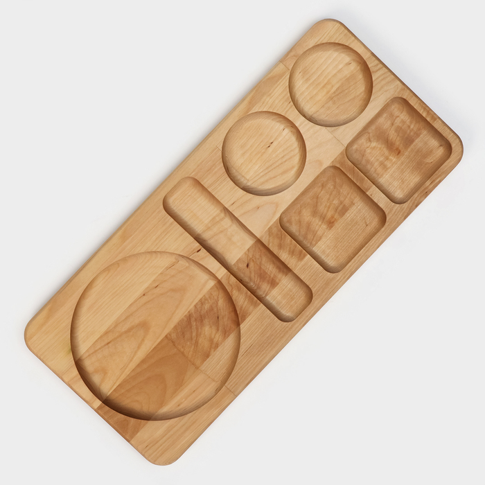 Поднос-подставка Adelica &laquo;Чайная станция&raquo;, на 2 персоны, с потайными ручками, 40&times;18&times;1,8 см, берёза