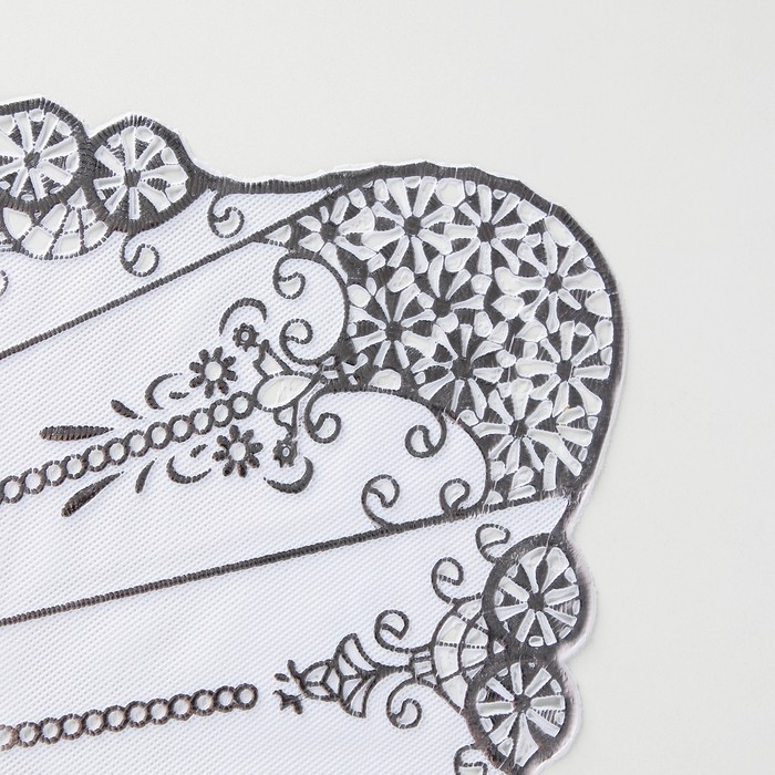 Салфетка ажурная для стола &laquo;Лучи&raquo;, 84&times;40 см, ПВХ, цвет серебряный