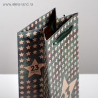 Пакет подарочный под бутылку, упаковка, &laquo;23 февраля&raquo;, 36 х 13 х 10 см