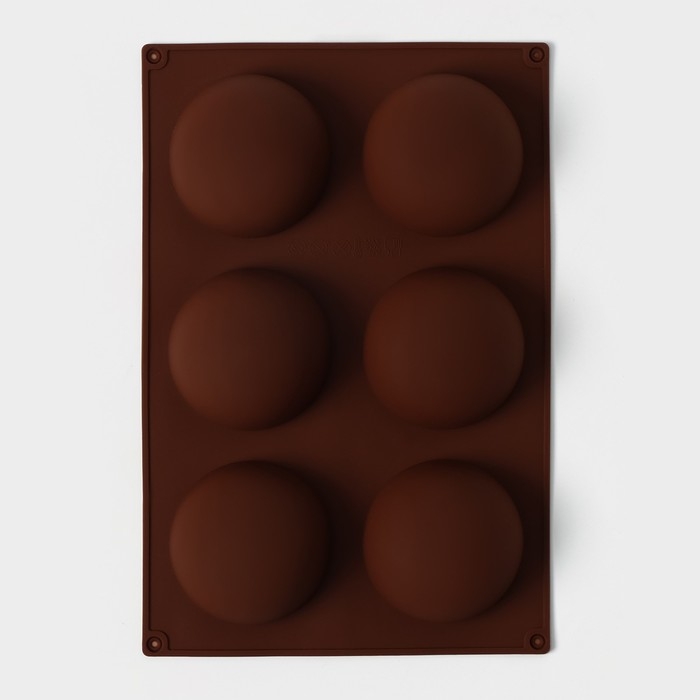 Форма для выпечки Доляна &laquo;Фигуры. Полусфера&raquo;, силикон, 27&times;18&times;3,5 см, 6 ячеек (7&times;7&times;3,5 см), цвет МИКС