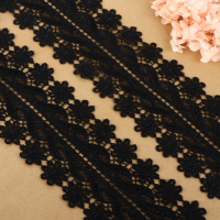 Кружево гипюровое, 80 мм &times; 6,8 &plusmn; 0,5 м, цвет чёрный