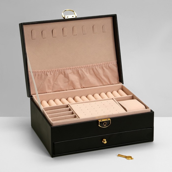 Подставка для украшений &laquo;Шкатулка&raquo; 2 яруса, 17&times;23&times;10 см, цвет чёрный