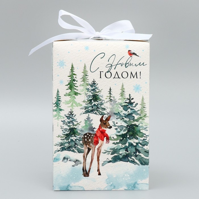 Коробка подарочная новогодняя складная &laquo;С Новым годом!&raquo;, лес, 12 х 18 х 12 см, Новый год