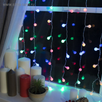 Гирлянда &laquo;Занавес&raquo; 2 &times; 1.5 м с насадками &laquo;Шарики&raquo;, IP20, прозрачная нить, 360 LED, свечение мульти, 8 режимов, 220 В