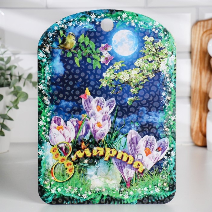 Доска разделочная большая "8 марта. Тюльпаны", 19,5&times;27,5 см