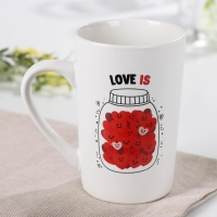 Кружка фарфоровая Доляна &laquo;Баночка любви&raquo;, 380 мл, цвет белый