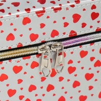 Шкатулка кожзам с зеркалом "Сердца на белом" н-р 3 шт 13х21х14,5 10х19х12 21х15,5х17 см