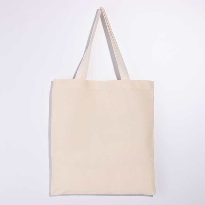 Шопер однотонный, 35 х 0.5 х 40 см, двунитка, без подклада, бежевый