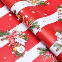 Новый год. Бумага упаковочная глянцевая "Бирки ", 70 х 100 см,1 лист,