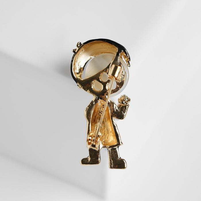 Брошь &laquo;Доктор&raquo; мальчик, цвет чёрно-белый в золоте