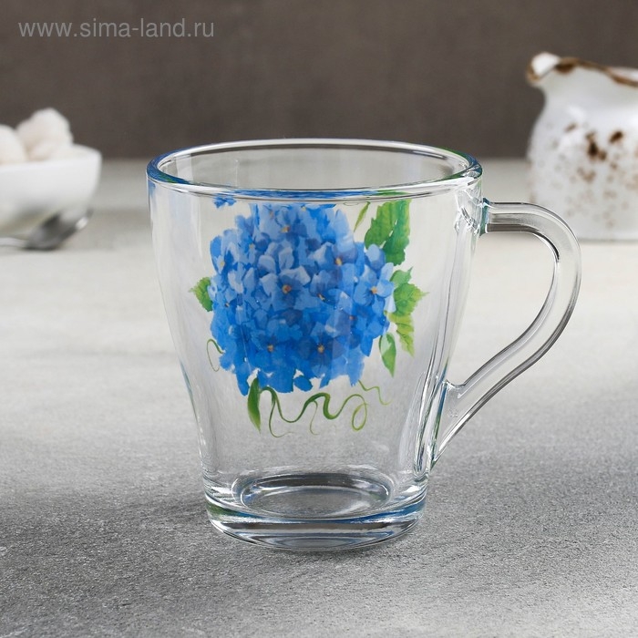 Кружка стеклянная &laquo;Гортензия&raquo;, 250 мл
