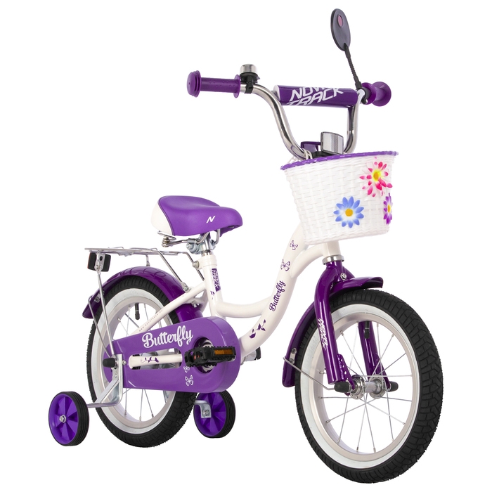 Велосипед 14" Novatrack BUTTERFLY, цвет белый/фиолетовый