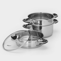 Мантоварка &laquo;Алтын&raquo;, 8,5 л, d=22 см, 2 секции, стеклянная крышка,капсульное дно, индукция