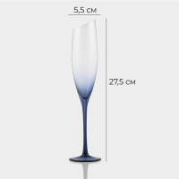 Бокал для шампанского стеклянный Magistro &laquo;Иллюзия&raquo;, 160 мл, 5,5&times;27,5 см, на синей ножке