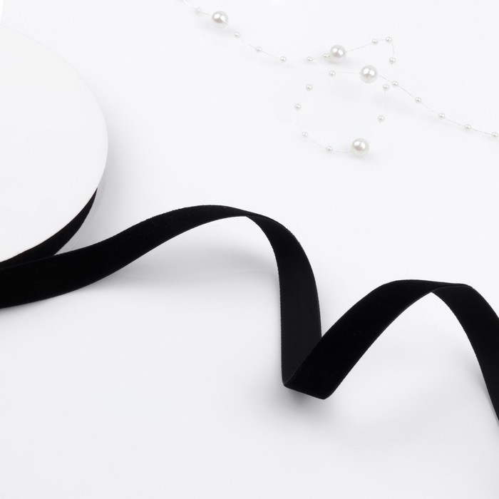 Лента бархатная, 15 мм, 18 &plusmn; 1 м, цвет чёрный №03