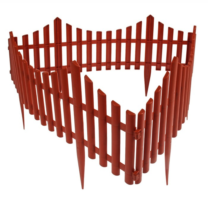 Ограждение декоративное, 30 &times; 300 см, 5 секций, пластик, терракотовое, Greengo