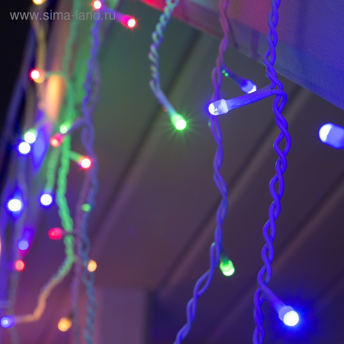 Гирлянда &laquo;Бахрома&raquo; 3 &times; 0.6 м, IP44, УМС, белая нить, 160 SMD-LED, свечение мульти, 220 В