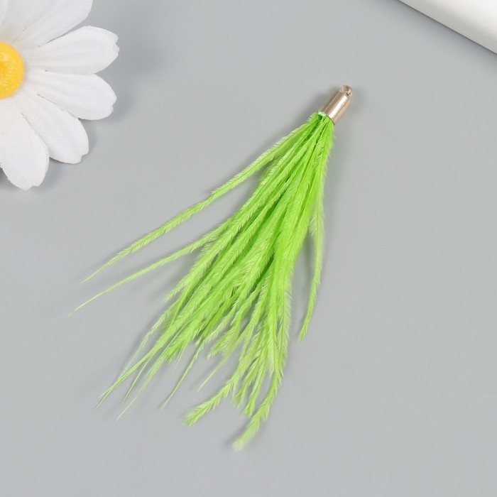 Декор для творчества перо "Кисть Страус" набор 2 шт  зелёный 9х0,5 см