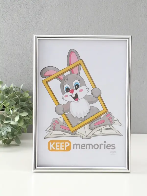 Фоторамка "Радуга" 21х30 см,  с подножкой, набор 3 шт, (пластиковый экран), серебро