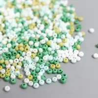 Бисер стекло 11/0 "Матовый. Меланж зелёный" 10 гр