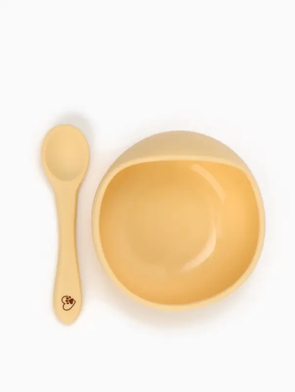 Тарелка детская на присоске и ложка, молочный, Mum&Baby