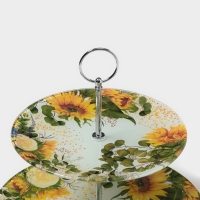 Фруктовница Доляна &laquo;Подсолнухи&raquo;, d=20/25 см, h=24 см, стекло, рисунок