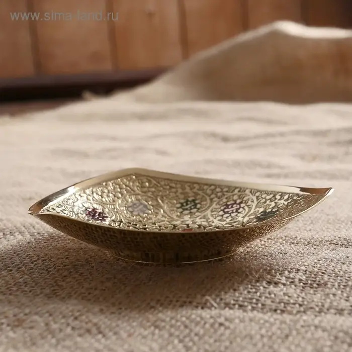 Блюдо латунь цветная эмаль "Роззи" 2,5х11х10,5 см