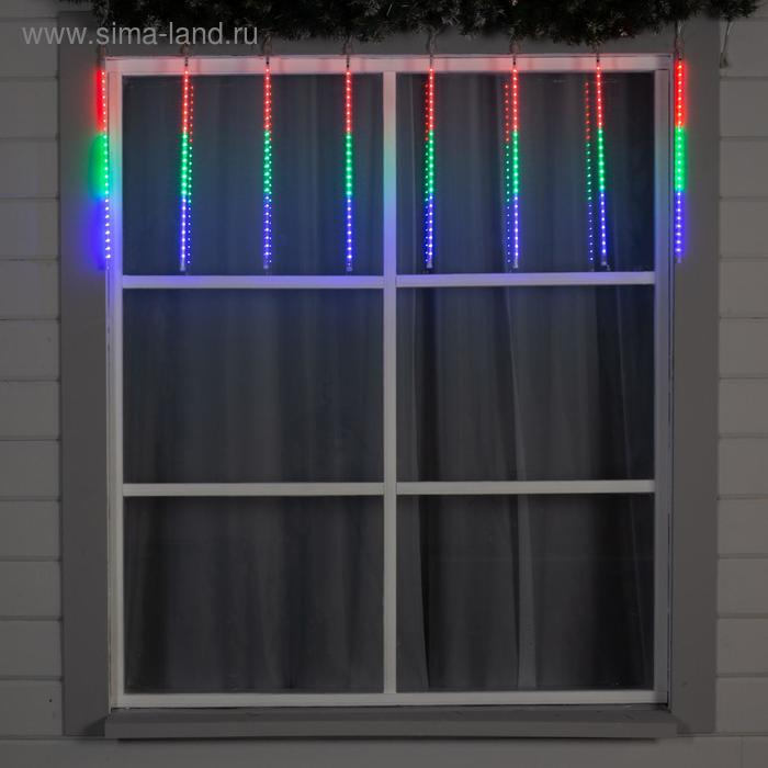 Гирлянда &laquo;Сосульки&raquo; 2.4 &times; 0.5 м, IP44, прозрачная нить, 96 LED, свечение мульти с эффектом стекания, 12 В