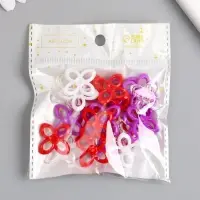 Декор для творчества "Цветок. Красный, фиолет, белый и прозрачный" н-р 20 гр 2,8х2,8х0,4 см   992805