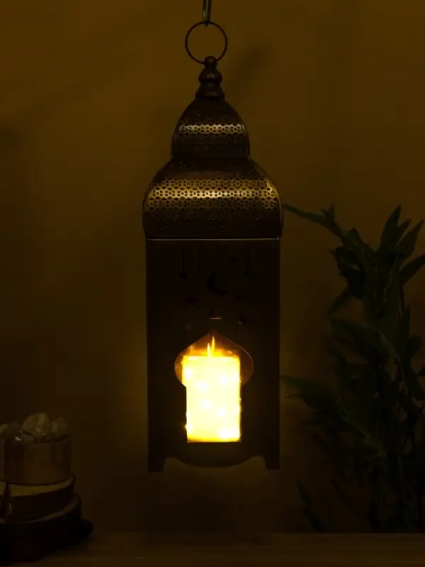 Подсвечник фонарь "Золотой полумесяц" железо 15х15х50,5 см