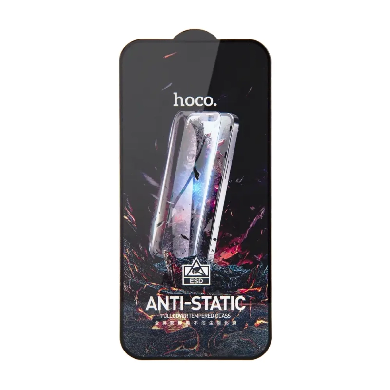 Защитное стекло iPh 15 Plus/iPh 16 Plus Full Screen Anti-Static G10 Hoco Black без уп.