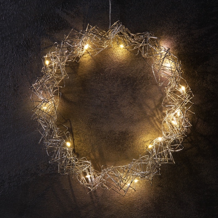 Светодиодная фигура &laquo;Венок&raquo; 25х25х6 см, 15 LED, батарейки AAx2 (не в комплекте), свечение теплое белое